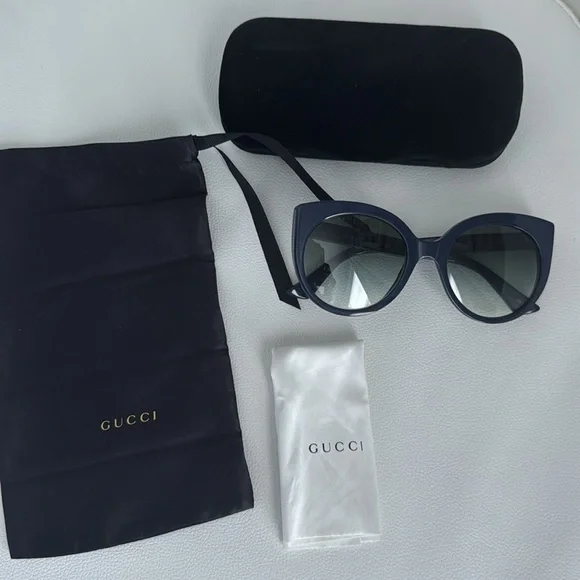 Gucci New Cat Eye Sunglasses GG 0325S Blue. Retail $435 Women’s Luxury. Eye … - Picture 6 of 8